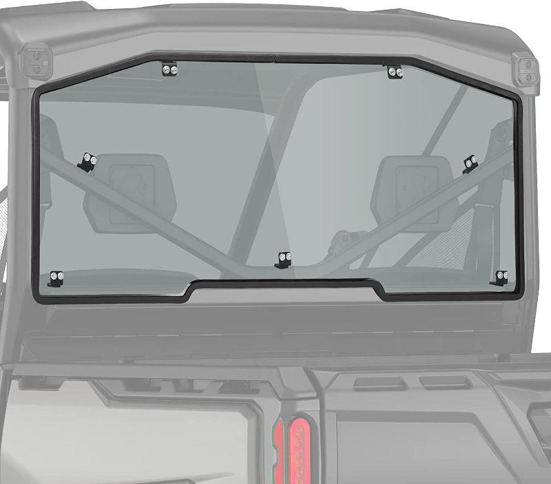 Photo 1 of Kemimoto UTV Rear Windshield SXS Wind Screen Full Dark Tint Back Wind Shelter Window Compatible with Can Am Defender HD, Model: Unknown
