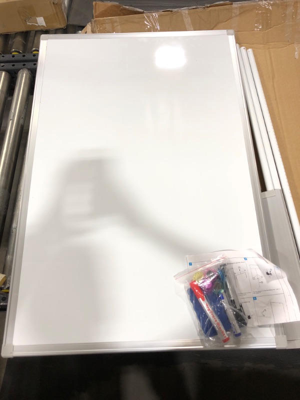 Photo 2 of Whiteboard Easel 24" x 36"|Height Adjustable Dry Erase Board Tripod Office Presentation Board w/ Flipchart Pad, Magnets & Eraser, White