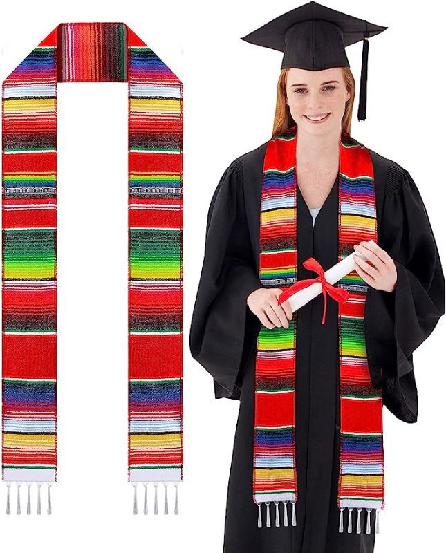 Photo 1 of  Mexican Serape Scarf Colorful Graduation Stole Latino Serape Sash Scarf for Graduation Women Men one size
