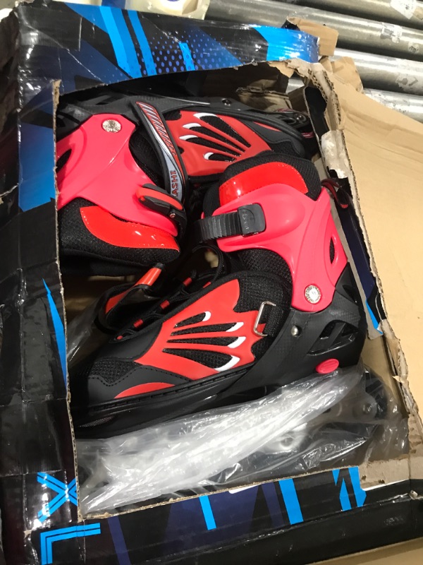 Photo 1 of 2 in 1 Roller Skates Adjustable Skating Shoes with  Inline Wheels Converts from Double-row to Inline Skates Replacement for Boys Girls and Beginners size XL UNKNOWN NUMBER SIZE 
