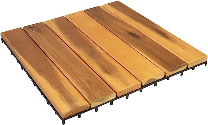 Photo 1 of  Wood Tiles, Outdoor Patio and Deck Interlocking Pavers - 12 x 12 Inch, PACK OF 6