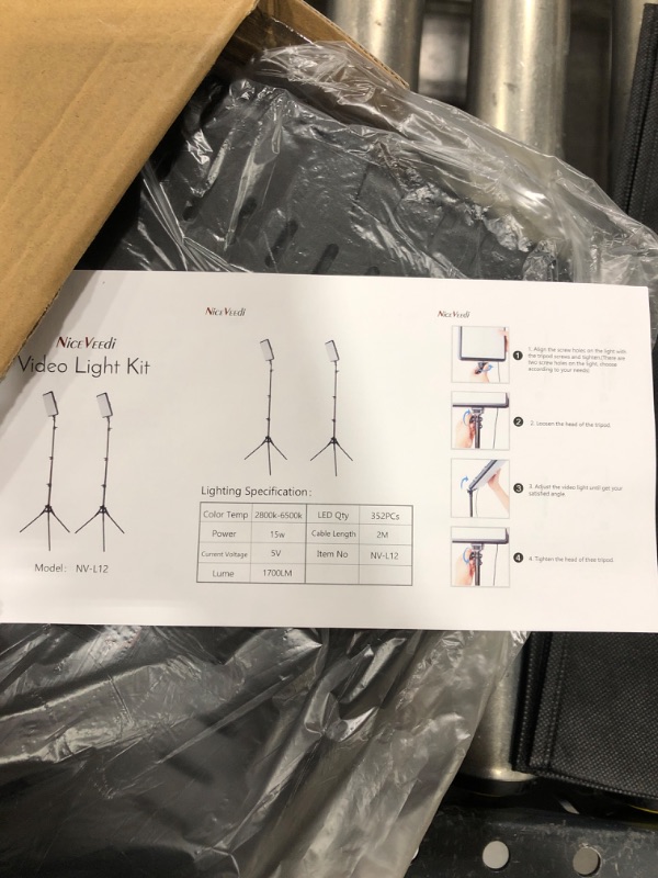 Photo 3 of 2-Pack LED Video Light Kit, NiceVeedi Studio Light, 2800-6500K Dimmable Photography Lighting Kit with Tripod Stand&Phone Holder, 73" Stream Light for Video Recording, Game Streaming, YouTube