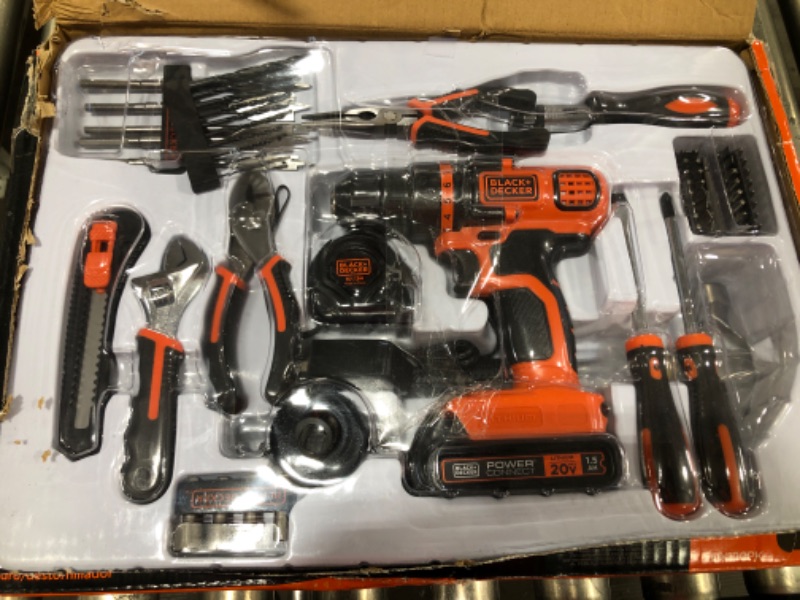 Photo 2 of  BLACK+DECKER 20V Max Drill & Home Tool Kit, 68 Piece (LDX120PK) 