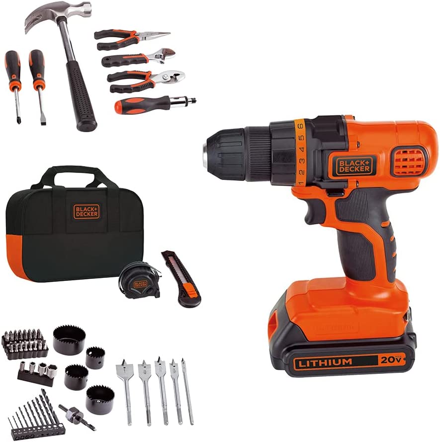 Photo 1 of  BLACK+DECKER 20V Max Drill & Home Tool Kit, 68 Piece (LDX120PK) 