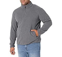 Photo 1 of Amazon Essentials Men's Standard Quarter-Zip Polar Fleece Jacket, Charcoal Heather, Small