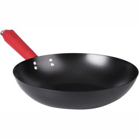 Photo 1 of  Imusa USA 12 Nonstick Traditional Carbon Steel Wok with Red Handle 