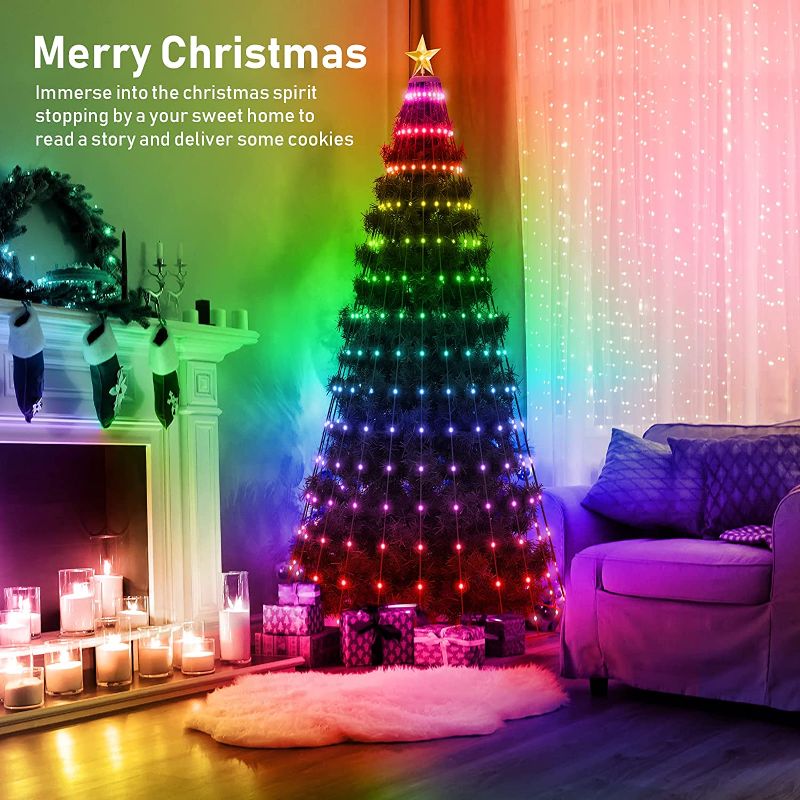 Photo 2 of 5ft Collapsible Christmas Tree with Lights Bluetooth Smart App Control Prelit Artificial Led Light Show Christmas Trees 27 Modes Pencil Outdoor Christmas Tree Light Show Dimmable Music Sync Schedule