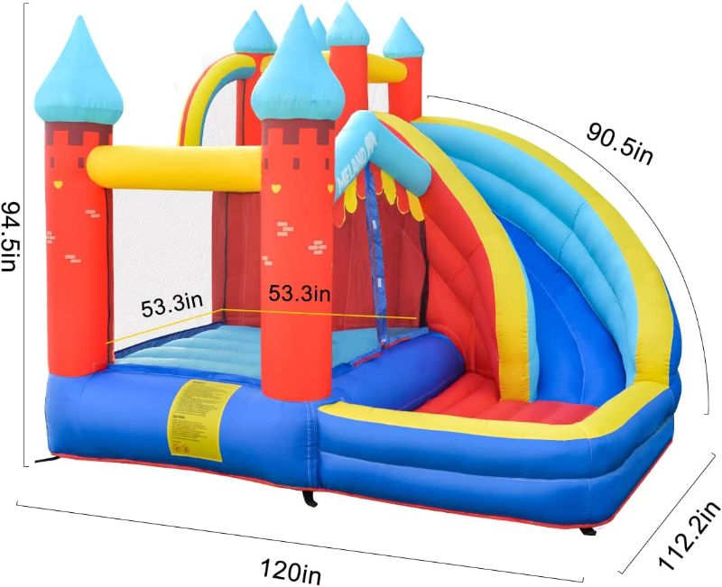 Photo 2 of Meland Kids Bounce House with Blower – Inflatable Jumper Bouncer for Kids Toddlers with Long Slide, Ball Pit & Heavy Duty Blower Outdoor Backyard Play Bounce with Long Slide & Ball Pit