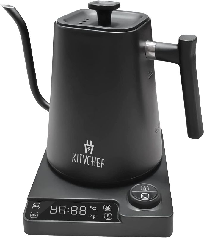 Photo 1 of Electric Kettle, Gooseneck Electric Kettle Temperature Control for Coffee and Tea, Pour-Over Kettle with Auto Shut off Anti-Dry Protection, 1L 1200W Rapid Heating Hot Water Kettle Electric, Matt Black
