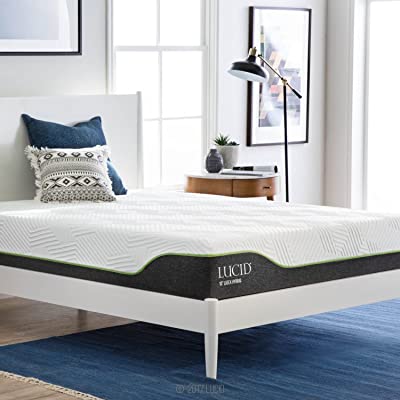 Photo 1 of Lucid 10 Inch Latex Hybrid Mattress – Gel Memory Foam – Responsive Latex – Steel Coils - Medium Feel – Latex Foam Mattress White - FULL