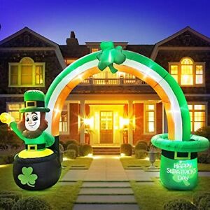 Photo 1 of 8 FT St Patrick's Day Inflatables,Rainbow Archway Inflatables Outdoor 