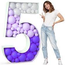 Photo 1 of 5FT Mosaic Number for Balloons, Giant Mosaic Balloon Frame for Party Decor, Marquee Light up Number, Large Cardboard Number Letters for Birthday Party decoration, Balloon Art Kits Number Balloon 5