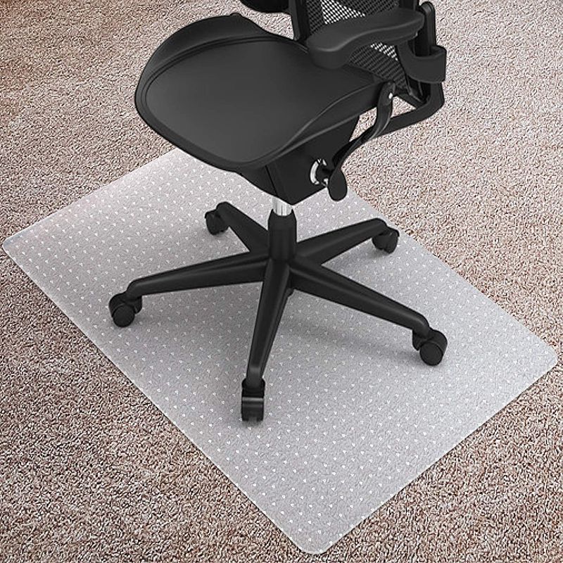 Photo 1 of  Kuyal Desk Chair Mat for Carpet, 30'' x 48'' Rectangle Transparent Mats for Chairs Good for Desks, Office and Home, Easy Glide, Protects Floors for Low and No Pile Carpeted Floors 