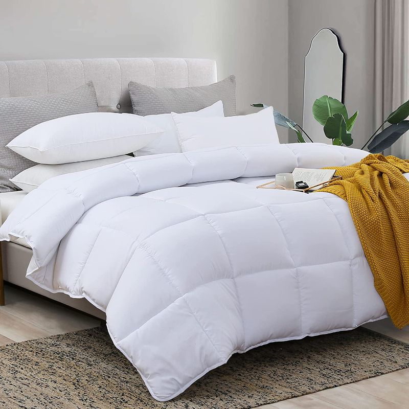 Photo 1 of  L LOVSOUL White Down Alternative Comforter King Size,Ultra Soft Brushed Microfiber Cover,Plush Mircofiber Comforter Duvet Insert,106x90Inches 