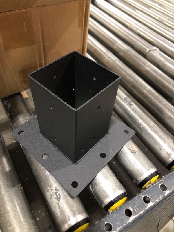 Photo 1 of 4 X 4 Post Base 4PCS, Deck Post Base,Heavy Duty Metal Black Powder Coated Post Brackets,for Mailbox Post Deck Supports Porch Railing Post Holders
