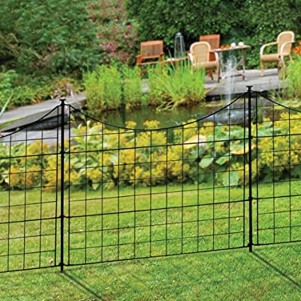 Photo 1 of Zippity Outdoor Products WF29001 25 in H No Dig Decorative Metal Pet Easy Install Dog Fence For Yard, Wire Garden Border, (5 Panels, Black)
