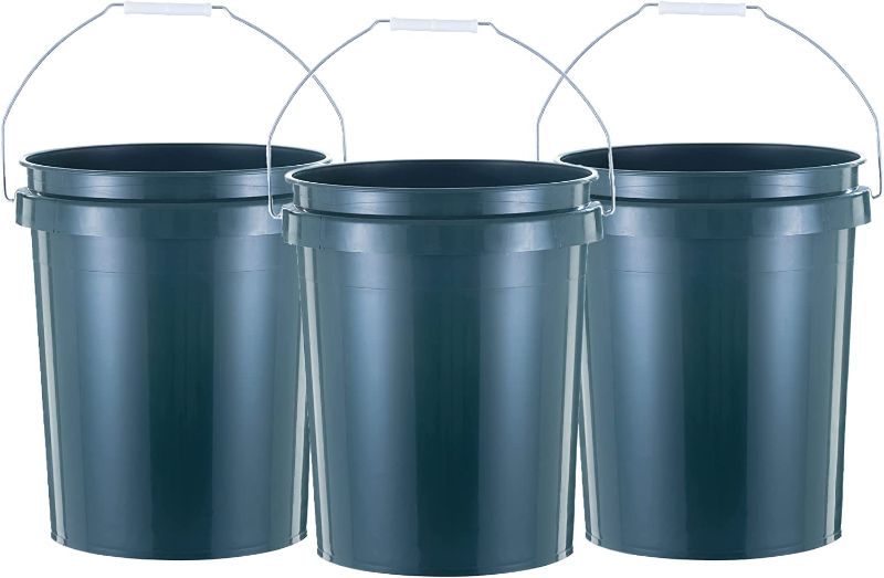 Photo 1 of  ECOSolutions 5 Gallon Bucket, Pack of 3, Heavy Duty Plastic Bucket, Comfortable Handle, Perfect for on The Job, Home Improvement, or Household Cleaning; Made from 100% Recycled Materials 