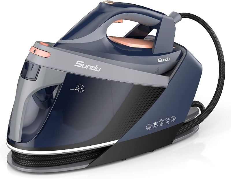 Photo 1 of  Pro Steam Station with Dual-Ceramic Soleplate, Sundu 1800W LED Display Steam Iron, 1.5 L Detachable Water Tank and Secure Lock for Easy Carry, Auto Shut-Off, Self-Cleaning and Anti-Calc for Home and Large Place 