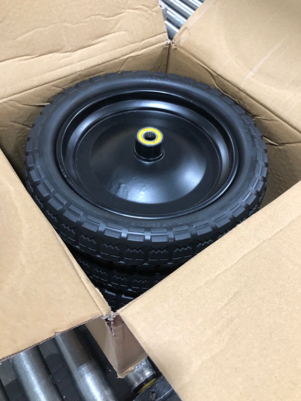 Photo 2 of (4-Pack) 13‘’ Tire for Gorilla Cart - Solid Polyurethane Flat-Free Tire and Wheel Assemblies - 3.15” Wide Tires with 5/8 Axle Borehole and 2.1” Hub 13“ Wheels -4 Pack