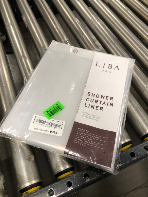 Photo 2 of  LiBa PEVA 10-Gauge Shower Curtain Liner, 36” W x 72” H - Clear, 10G Extra Heavy Duty Thickness for Bathroom 