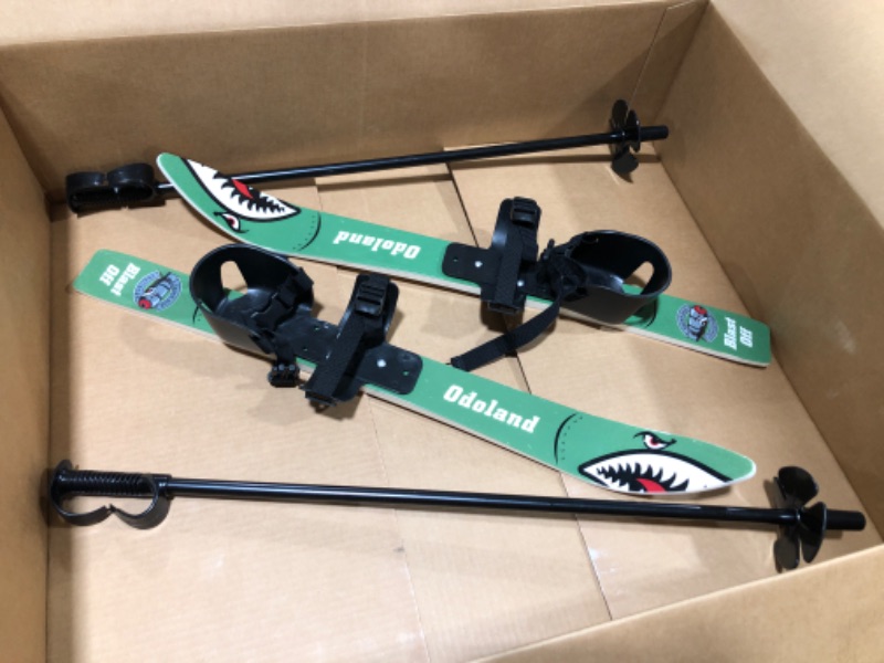 Photo 2 of  Odoland Kid's Beginner Snow Skis and Poles with Bindings, Low-Resistant Ski Boards for Age 4 and Under, Lightweight Sturdy and Safe Kids Skiing Equipment 