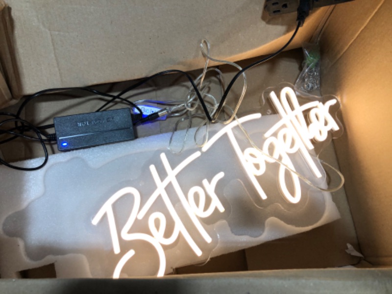 Photo 1 of Better Together Neon Signs for Wedding Decoration Valentines Day Decor Engagement Anniversary Party Neon Light Sign for Bedroom Wall Decor Birthday Gift for Women 20X8" 
