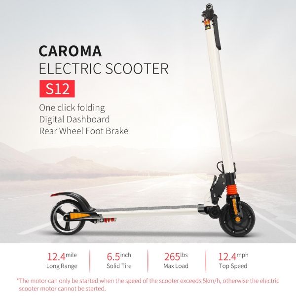 Photo 1 of Caroma S12 Folding Electric Scooter for Adults-250W Motor Foldable Commuter Scooter,265lbs Max Load, 6.5" Solid Honeycomb Tire, 12.5Mph Electric Scooter
