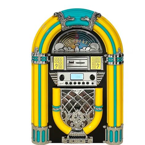 Photo 1 of  Arkrocket Athena Mini Jukebox/Tabletop CD Player/Bluetooth Speaker/Radio/USB and SD Card Player with Retro LED Lighting System 