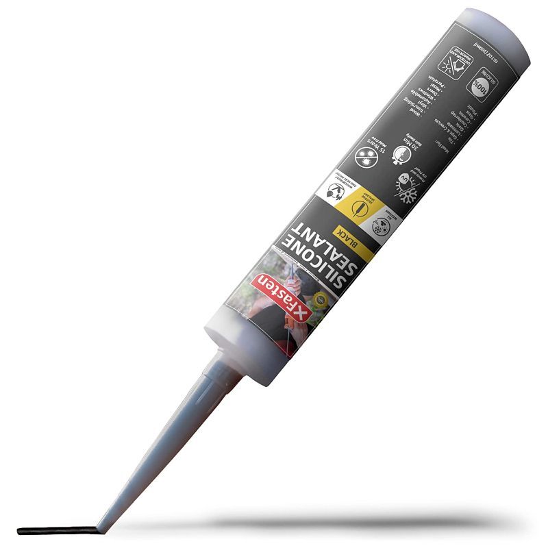 Photo 1 of XFasten Silicone Sealant Waterproof Black Cartridge, 10.1 oz (Single Pack) Black Caulking Silicone Adhesive Sealant Cartridge for RV, General Use, Window, Door, Glass, Automotive Leak Sealing
