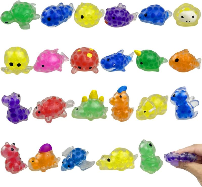 Photo 1 of Anditoy 24 PCS Kawaii Sensory Stress Balls with Water Beads Dinosaur Sea Animals Squishies Squishy Toys Stress Relief Squeeze Balls for Kids Boys Girls...
