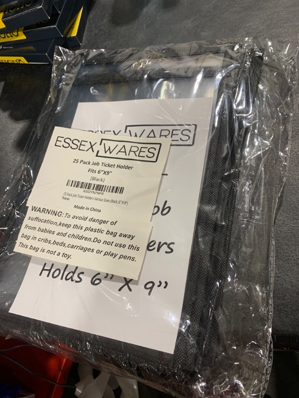 Photo 2 of Essex Wares Job Ticket Holder – 25-Pack Dry Erase Pocket Sleeves – 8 x 12-inch Clear Pocket Sleeves – Teacher Supplies for Classroom, Home – Erasable Pockets Folders with Rings for Kids – Black Black 6" X 9"