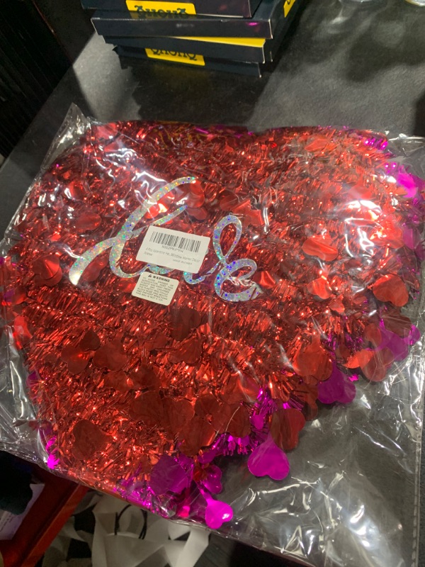 Photo 2 of 4 Pack Valentine Heart Wreaths Red Purple Tinsel Heart Shaped Wreaths with Foil Hearts Love Hanging Valentine's Day Wreaths Decorations for Wedding Birthday Party Front Door Wall Window Mantel Décor