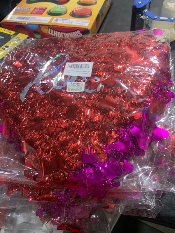 Photo 2 of 4 Pack Valentine Heart Wreaths Red Purple Tinsel Heart Shaped Wreaths with Foil Hearts Love Hanging Valentine's Day Wreaths Decorations for Wedding Birthday Party Front Door Wall Window Mantel Décor