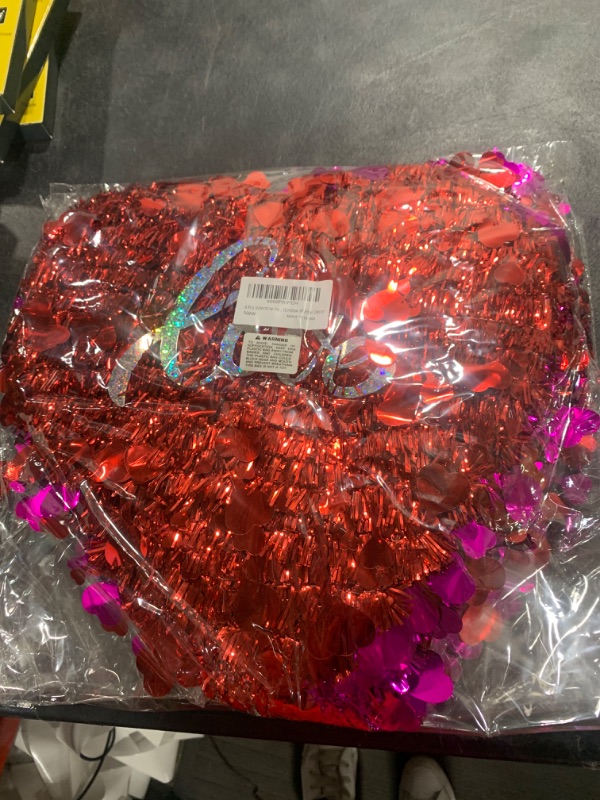 Photo 2 of 4 Pack Valentine Heart Wreaths Red Purple Tinsel Heart Shaped Wreaths with Foil Hearts Love Hanging Valentine's Day Wreaths Decorations for Wedding Birthday Party Front Door Wall Window Mantel Décor