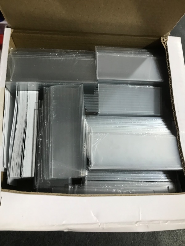 Photo 2 of 120 Pcs Mini Acrylic Sign Holder 3.5 x 2.3 Inches Clear Display Stands with 120 Pcs Blank Labels Horizontal Slanted L Shape Picture Frame Acrylic Stands for Office Store Restaurant