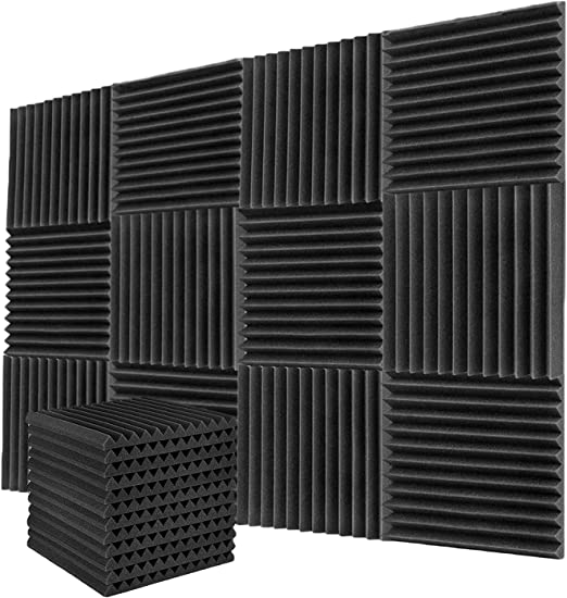 Photo 1 of 24 Pack 1" x 12" x 12" BLACK Acoustic Wedge Studio Foam Sound Absorption Wall Panels (BLACK)
