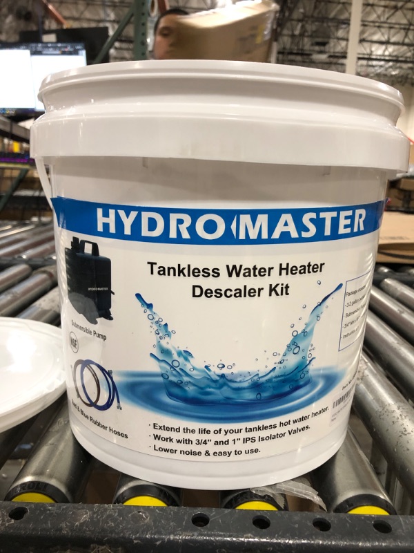Photo 1 of HYDRO MASTER Tankless Water Heater Flush kit,Includes Submersible Pump, 3.2 Gallon Pail with Screw Top Lid, Two 3/4-inch GHT x 6 FT Color Coded Rubber Hoses