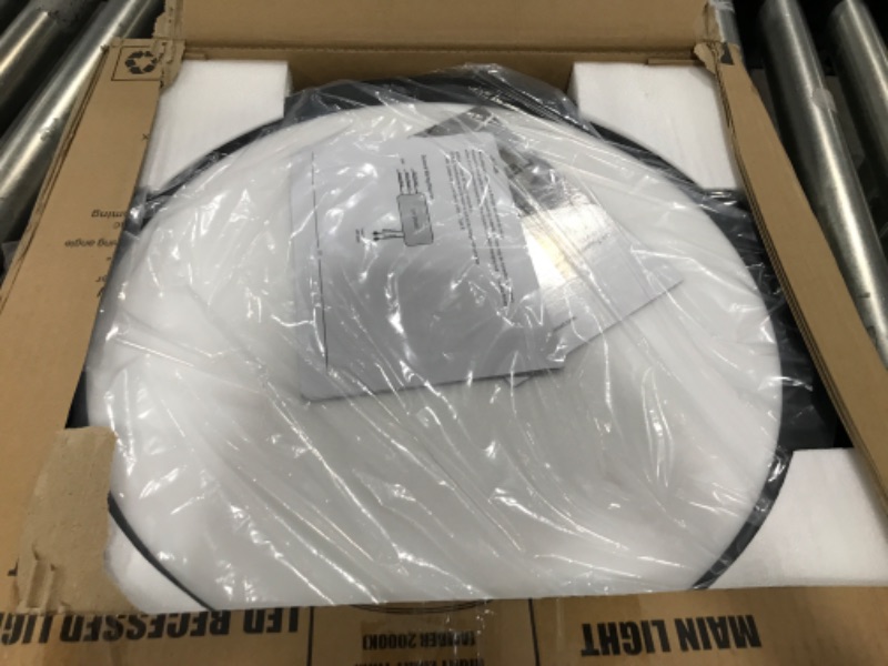 Photo 2 of 18 Inch LED Flush Mount Ceiling Light with Night Light (5W 2000K), 32W, 3200lm, 3000K/4000K/5000K Selectable, Dimmable Round Flat Panel Light, for Bedroom, Kitchen, Hallway - ETL Listed - Black 18 inch Black