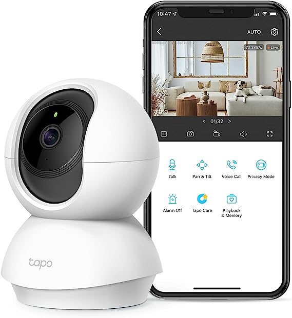 Photo 1 of TP-Link Tapo 2K Pan Tilt Security Camera for Baby Monitor, Dog Camera w/ Motion Detection, 2-Way Audio Siren, Night Vision, Cloud &SD Card Storage (Up to 256 GB), Works with Alexa & Google Home (C210)