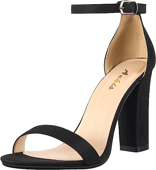 Photo 1 of Ankis Nude Black Clear Heels for Women Open Toe Ankle Strap High Heel Sandals Party Wedding Strappy Buckle Sandals Standard Size 4 Inches Tall High Heel Design
size 7 