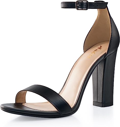 Photo 1 of Ankis Nude Black Clear Heels for Women Open Toe Ankle Strap High Heel Sandals Party Wedding Strappy Buckle Sandals Standard Size 4 Inches Tall High Heel Design size 7.5 
