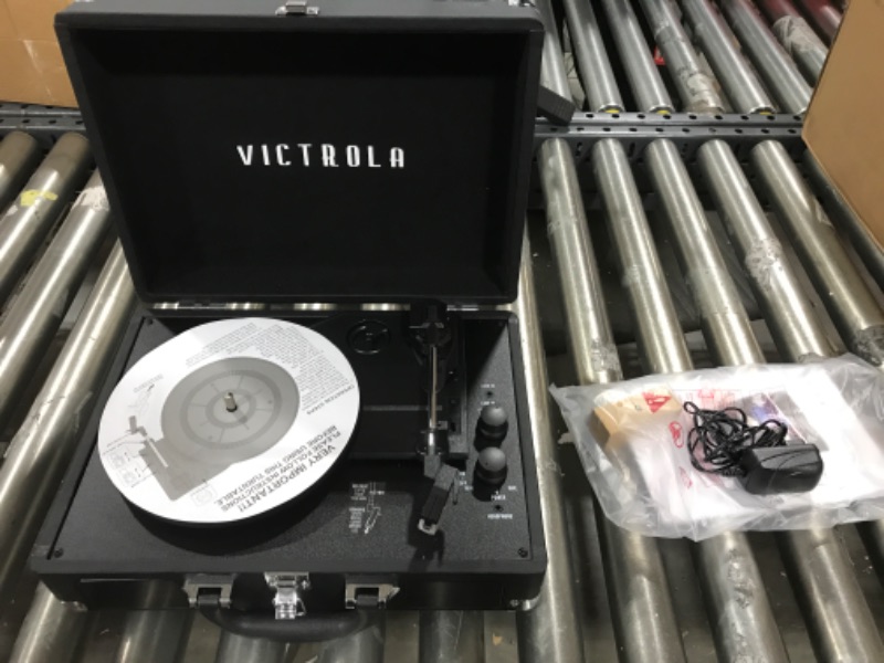 Photo 1 of Victrola Vintage 3-Speed Bluetooth Portable Suitcase Record Player with Built-in Speakers | Upgraded Turntable Audio Sound| Includes Extra Stylus | Black, Model Number: VSC-550BT-BK, 1SFA Black Record Player