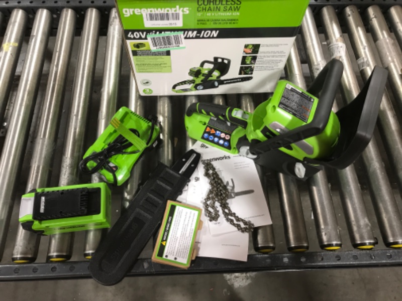 Photo 2 of Greenworks 12-Inch 40V Cordless Chainsaw, 2.0 AH Battery Included 20262