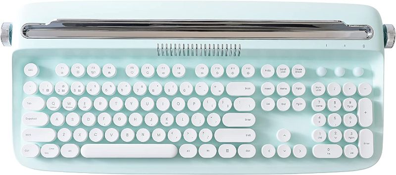 Photo 1 of YUNZII ACTTO B503 Wireless Typewriter Keyboard, Retro Bluetooth Keyboard with Integrated Stand for Multi-Device (B503, Sweet Mint)