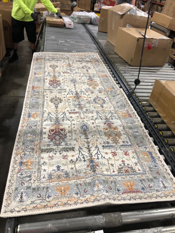 Photo 2 of Adiva Rugs Machine Washable Area Rug with Non Slip Backing for Living Room, Bedroom, Bathroom, Kitchen, Printed Persian Vintage Home Decor, Floor Decoration Carpet Mat (Multi, 2'6" x 6'6") 2'6" x 6'6" Cream 35