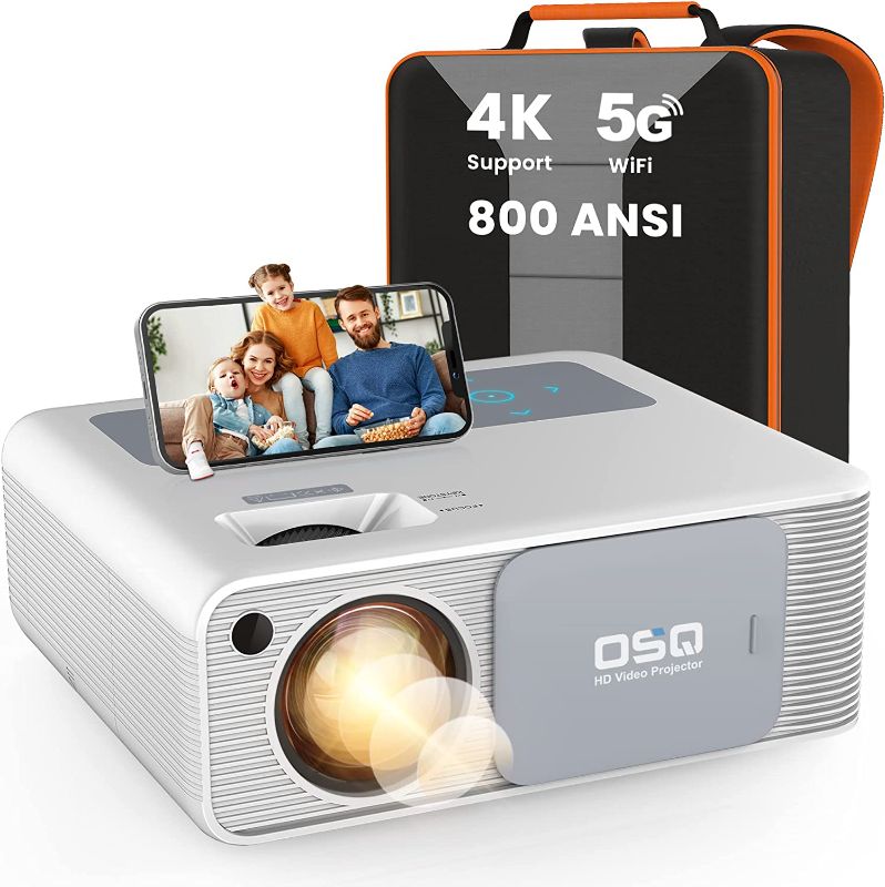 Photo 1 of 5G WiFi 1080P Projector 4K Supported - OSQ 800 ANSI HD Outdoor Movie with Bluetooth, 4P & ±50° Keystone, Zoom 50%, 300'' Home Cinema Video...
