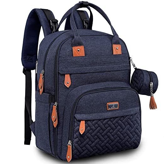 Photo 1 of BabbleRoo Diaper Bag Backpack - Baby Essentials Travel Bag - Multi function Waterproof Diaper Bag, Travel Essentials Baby Bag with Changing Pad, Stroller Straps & Pacifier Case – Unisex, Navy Blue
