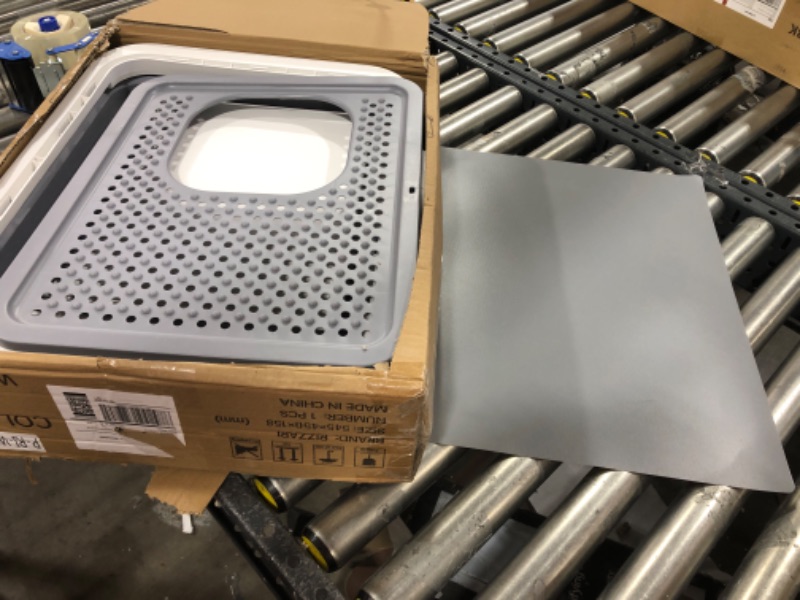 Photo 1 of RIZZARI Foldable Cat Litter Box,Large Top Entry Anti-Splashing Litter Box with Lid,Enclosed Plastic Cat Litter Box with Handy Litter Scoop,Drawer Type Cat Toilet Easy Cleaning White