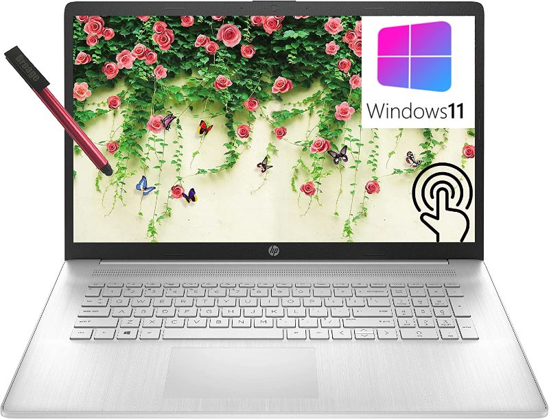 Photo 1 of HP 2022 17 17.3" Touchscreen Laptop, Hexa-Core AMD Ryzen 5 5625U up to 4.2GHz(Beat i5-1145G7), 12GB DDR4 RAM, 1TB HDD, 802.11AC WiFi, Bluetooth 5.0, Webcam, Windows 11, BROAG 64GB Flash Stylus 