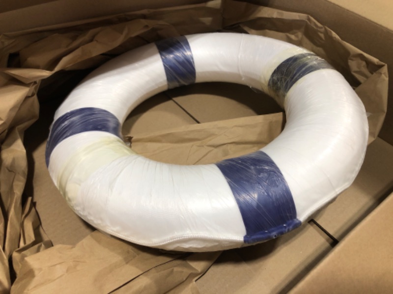 Photo 2 of 20 inch/50cm Small Diameter Swim Foam Ring Buoy Swimming Pool Safety Life Preserver with Perimeter Rope Blue